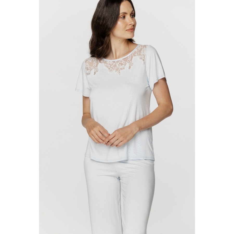 Parte superior de pijama de micromodal blanco